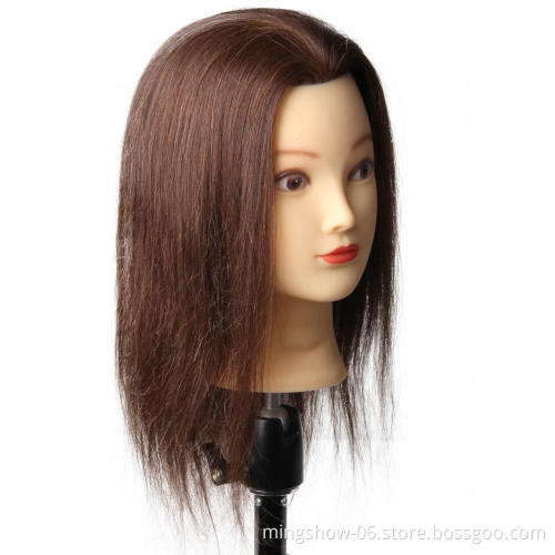14 inch 100 real human hair mannequin head brown hair